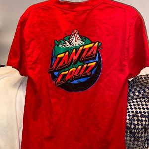 Red Santa Cruz skateboard shirt